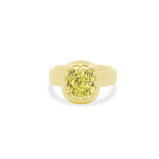 Yellow Diamond Solitaire on Thick Gold Band  Lindsey Leigh Jewelry.

