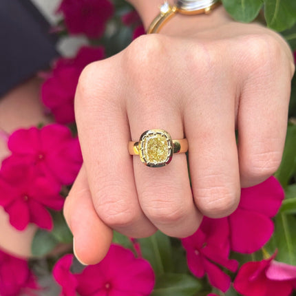 Yellow Diamond Solitaire on Thick Gold Band  Lindsey Leigh Jewelry.