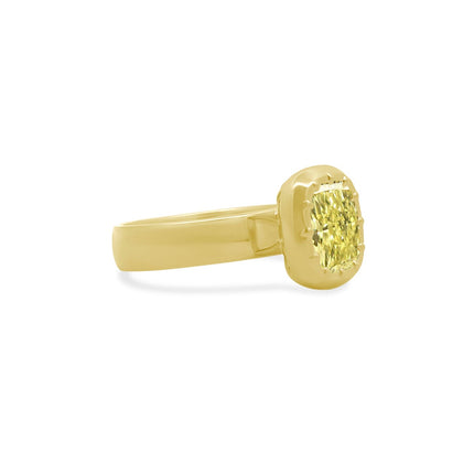 Yellow Diamond Solitaire on Thick Gold Band  Lindsey Leigh Jewelry.