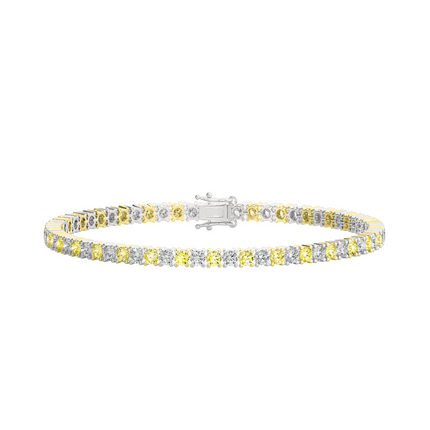 Yellow and White Diamond Lab Tennis Bracelet