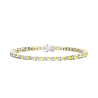 Yellow and White Diamond Lab Grown Tennis Bracelet
