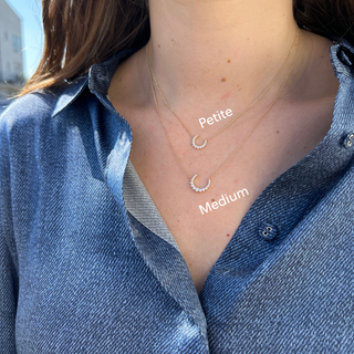 Petite Graduated Crescent Diamond Necklace in Yellow Gold
