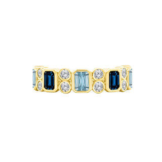 Alternating Emerald Cut & Double Diamond Bezel Band  Lindsey Leigh Jewelry.
