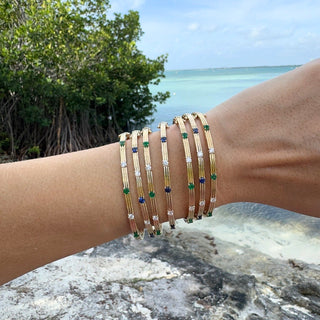 Triple Row Diamond & Gemstone Station Bangle  Lindsey Leigh Jewelry.
