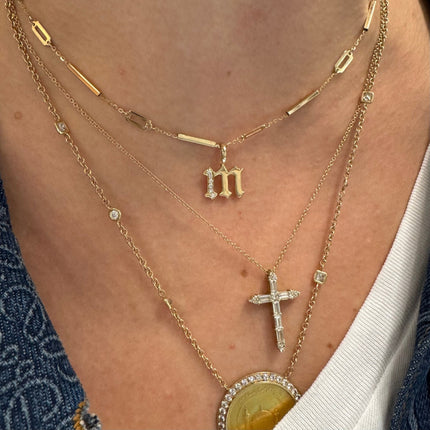 Baguette Diamond Cross Necklace - Lindsey Leigh Jewelry