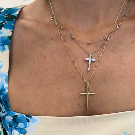 Baguette Diamond Cross Necklace - Lindsey Leigh Jewelry