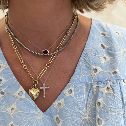 Baguette Diamond Cross Necklace - Lindsey Leigh Jewelry