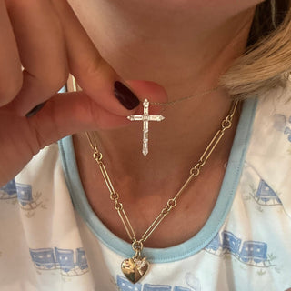 Baguette Diamond Cross Necklace  Lindsey Leigh Jewelry.
