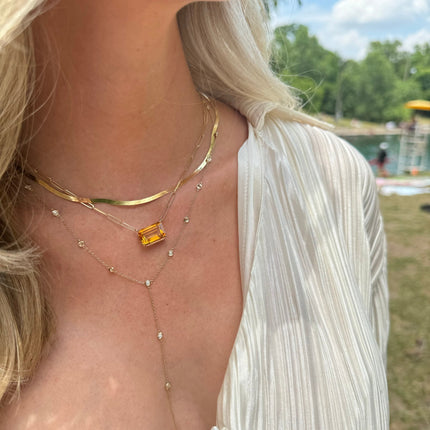 Basket Set Citrine Paper Clip Necklace - Lindsey Leigh Jewelry