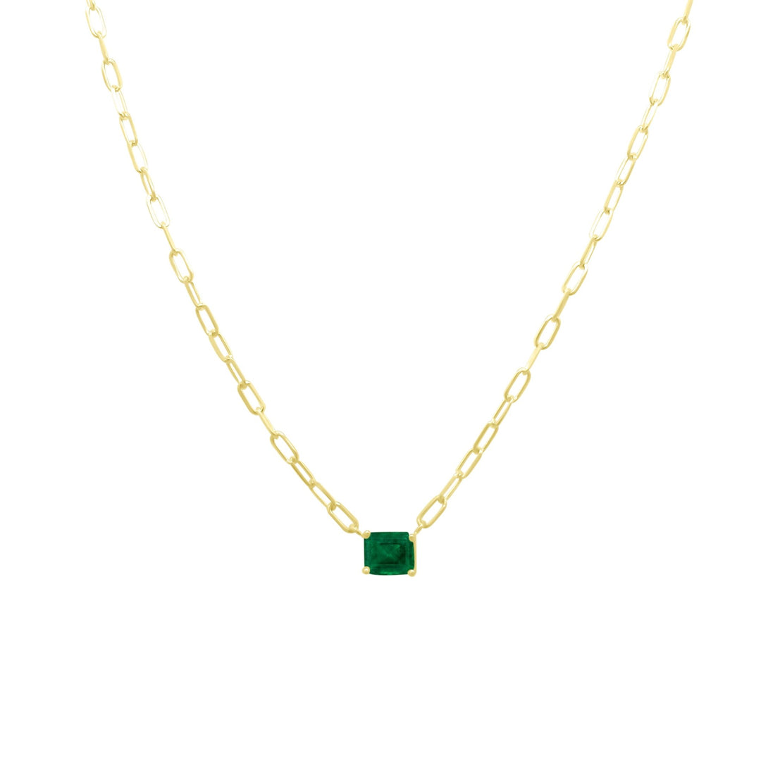 Basket Set Emerald Mini Paper Clip Necklace - Lindsey Leigh Jewelry