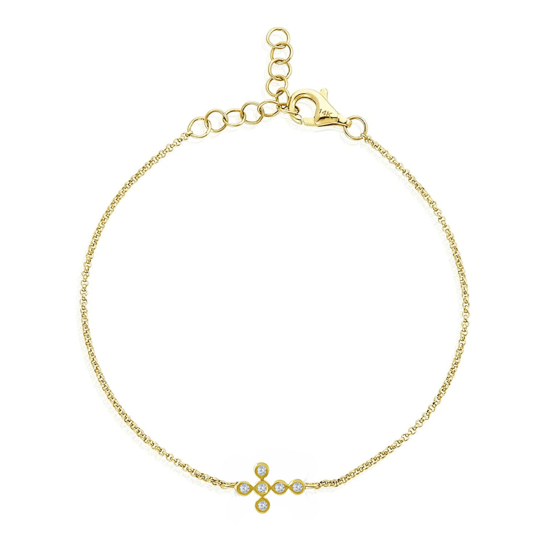 Bezel Diamond Cross Bracelet - Lindsey Leigh Jewelry