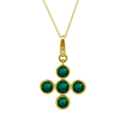 Bezel Emerald Cross Charm - Lindsey Leigh Jewelry