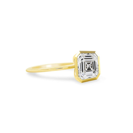 Bezel Set Asscher Diamond Solitaire - Lindsey Leigh Jewelry