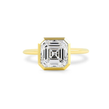 Bezel Set Asscher Diamond Solitaire - Lindsey Leigh Jewelry