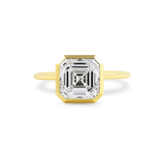 Bezel Set Asscher Cut Solitaire  Lindsey Leigh Jewelry.
