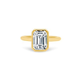 3.09ct North South Bezel Set Emerald Cut Solitaire
