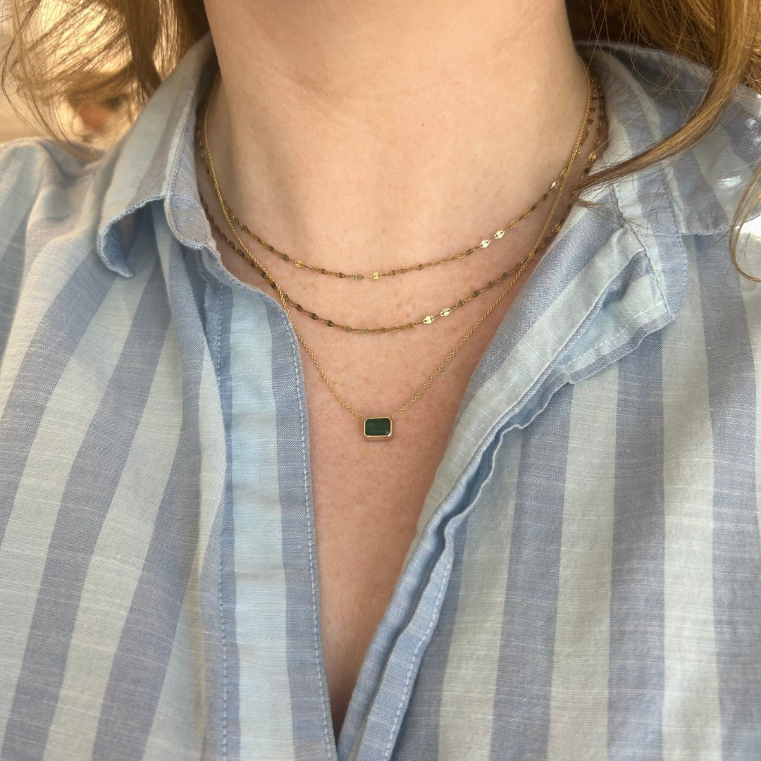 Bezel Set Emerald Necklace - Lindsey Leigh Jewelry