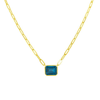 Bezel Set Gemstone Paper Clip Necklace  Lindsey Leigh Jewelry.
