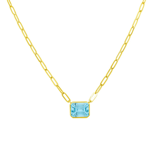 Bezel Set Gemstone Paper Clip Necklace  Lindsey Leigh Jewelry.
