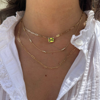 Bezel Set Gemstone Paper Clip Necklace  Lindsey Leigh Jewelry.
