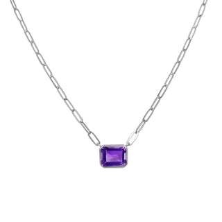 Bezel Set Gemstone Paper Clip Necklace  Lindsey Leigh Jewelry.
