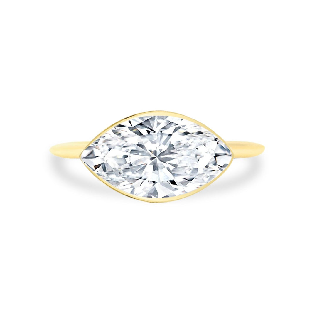 Bezel Set Marquise Diamond Solitaire - Lindsey Leigh Jewelry