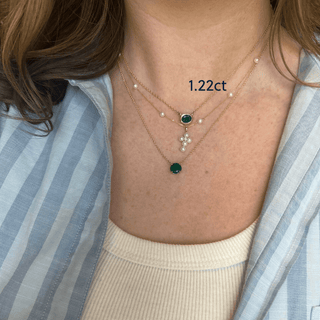 Bezel Set Oval Cut Emerald Necklace  Lindsey Leigh Jewelry.
