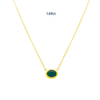 Bezel Set Oval Cut Emerald Necklace  Lindsey Leigh Jewelry.
