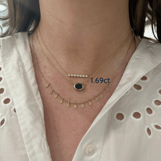 Bezel Set Oval Cut Emerald Necklace  Lindsey Leigh Jewelry.
