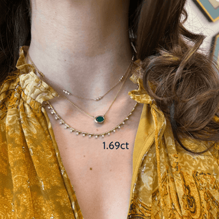Bezel Set Oval Cut Emerald Necklace  Lindsey Leigh Jewelry.
