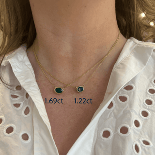 Bezel Set Oval Cut Emerald Necklace  Lindsey Leigh Jewelry.
