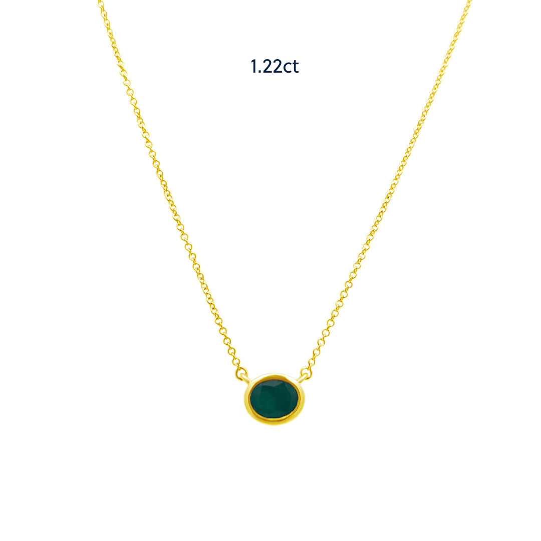 Bezel Set Oval Cut Emerald Necklace - Lindsey Leigh Jewelry