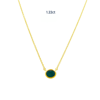 Bezel Set Oval Cut Emerald Necklace  Lindsey Leigh Jewelry.
