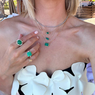 Cabochon Emerald & Diamond Halo Ring  Lindsey Leigh Jewelry.
