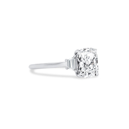 Cushion Cut Diamond Ring with Side Trapezoids - Lindsey Leigh Jewelry