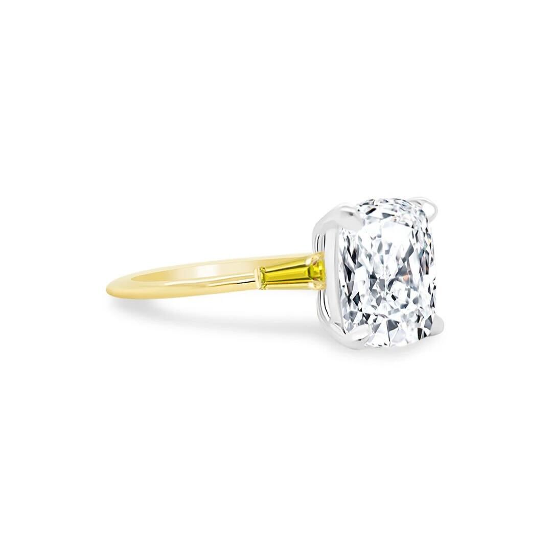 Cushion Cut with Tapered Baguette Cut Side Stones – Lindsey Leigh