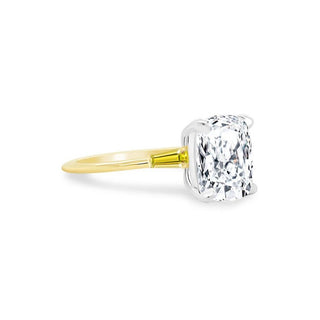 Cushion Cut with Tapered Baguette Cut Side Stones  Lindsey Leigh Jewelry.

