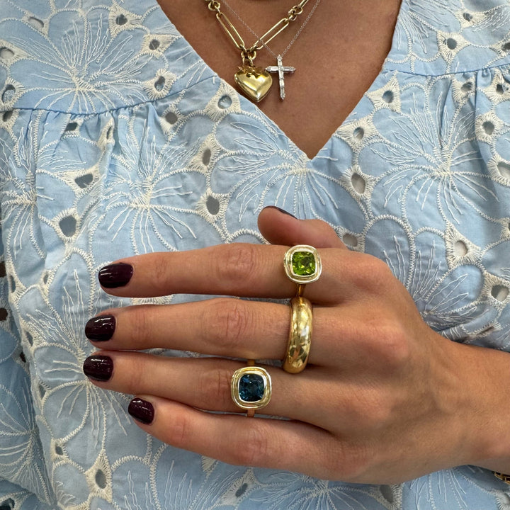 Cushion Gemstone Bezel Ring - Lindsey Leigh Jewelry