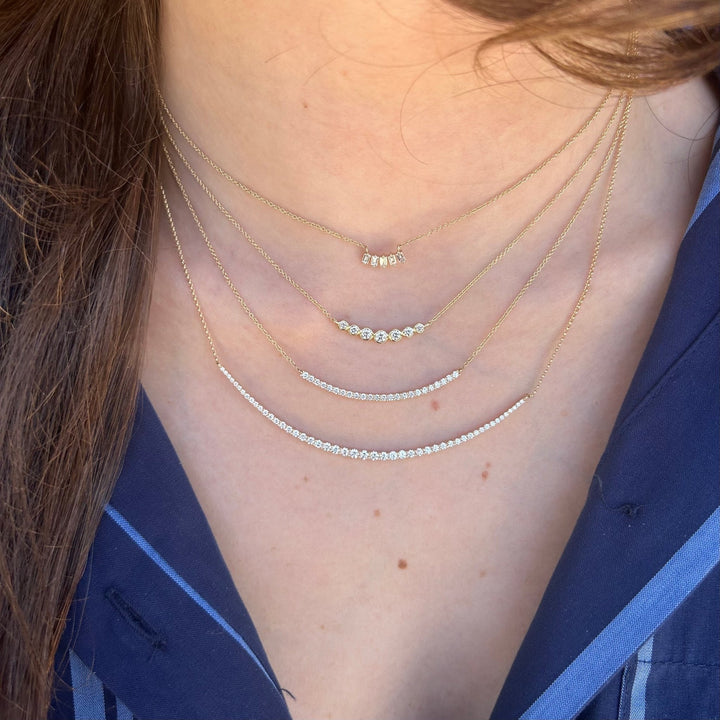 Dainty Baguette Curve Necklace - Lindsey Leigh Jewelry