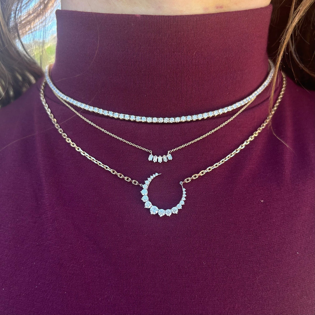 Dainty Baguette Curve Necklace - Lindsey Leigh Jewelry
