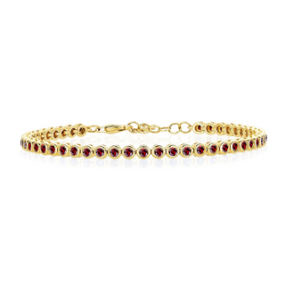 Dainty Bezel Set Gemstone Tennis Bracelet in Garnet   Lindsey Leigh Jewelry, Houston, TX

