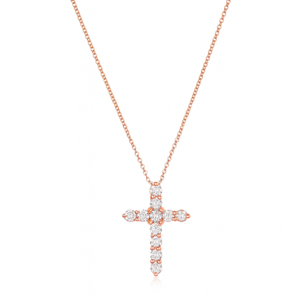 Diamond Cross Necklace in Rose Gold - Lindsey Leigh Jewelry, Houston, TX