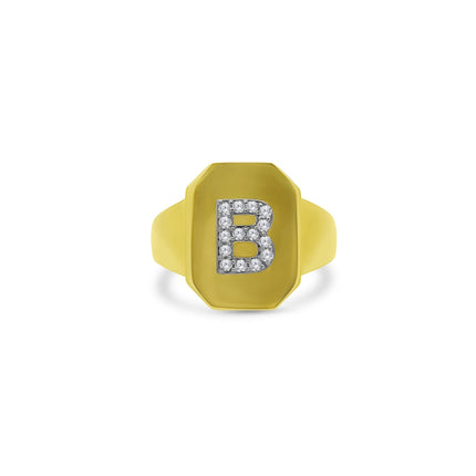 Diamond Initial Signet Ring - Lindsey Leigh Jewelry