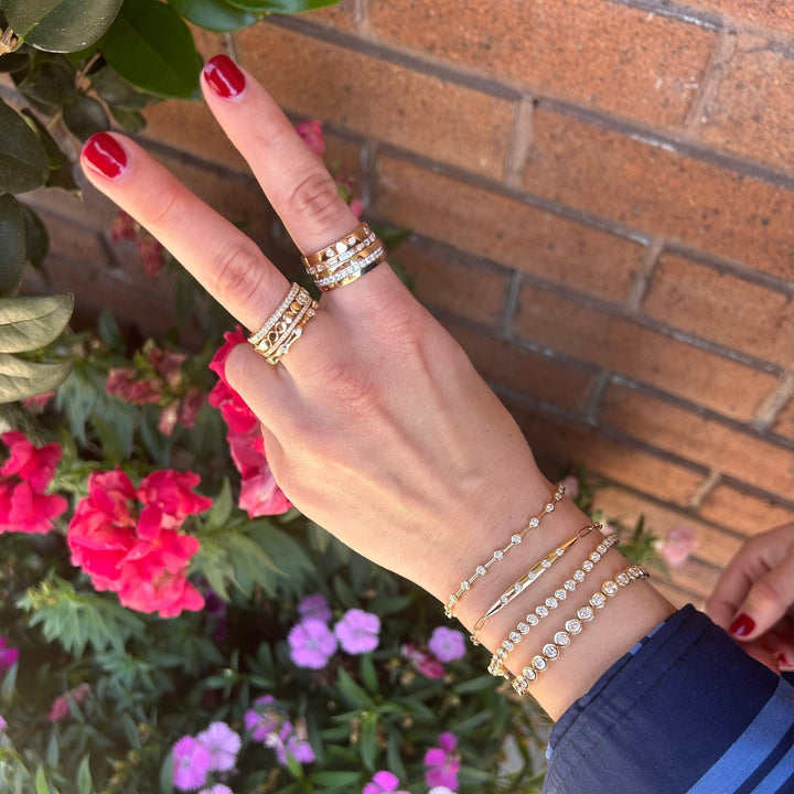 Diamond Inlay Paper Clip Bracelet - Lindsey Leigh Jewelry