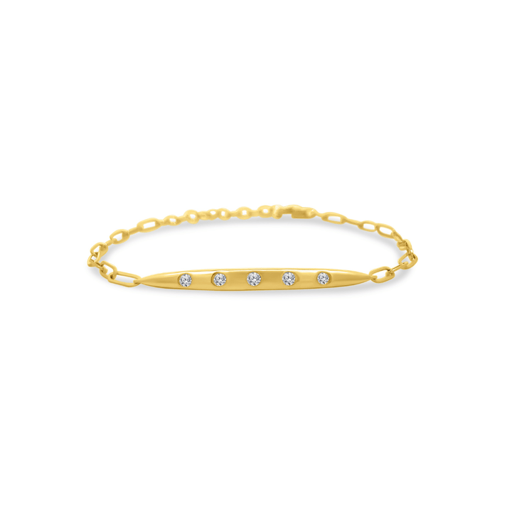 Diamond Inlay Paper Clip Bracelet - Lindsey Leigh Jewelry