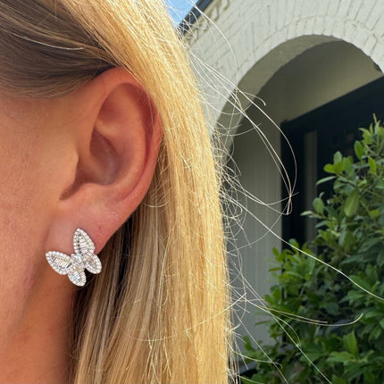 Diamond Mosaic Butterfly Earrings - Lindsey Leigh Jewelry