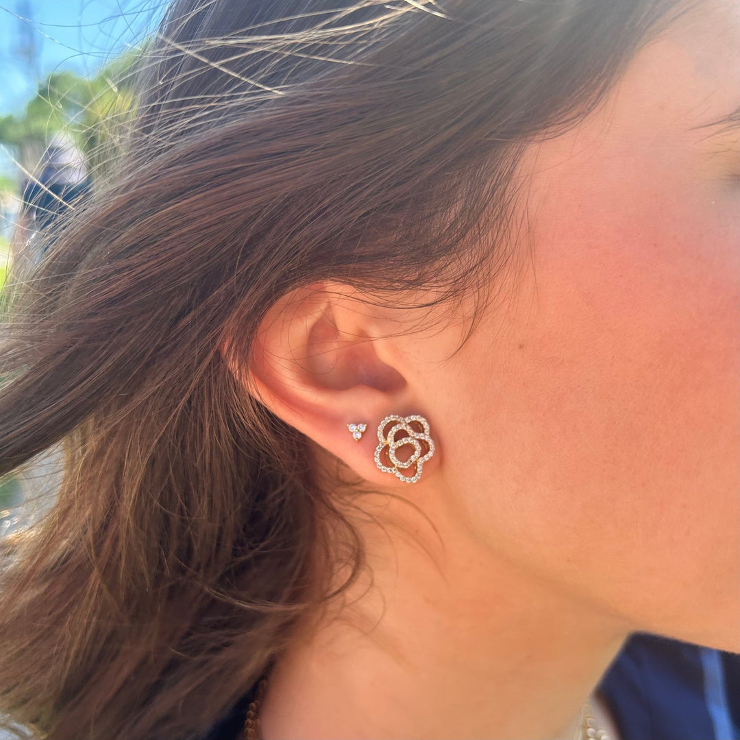 Diamond Rose Studs - Lindsey Leigh Jewelry