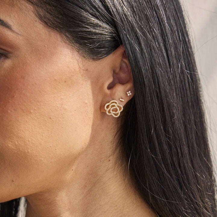 Diamond Rose Studs - Lindsey Leigh Jewelry