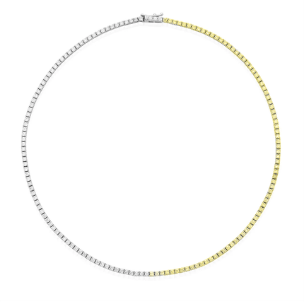 Yellow and White Lab-Grown Diamond Tennis Necklace