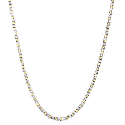 Yellow and White Lab-Grown Diamond Tennis Necklace
